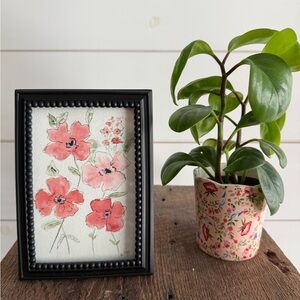 Floral Watercolor original in 4x6 Black Frame